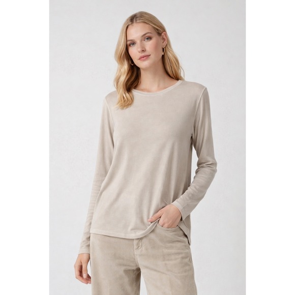 Ploumanac'h Tops - Ploumanac'h Cosmo T-Shirt Canapa Beige Long Sleeve Viscose Made in Italy Size M